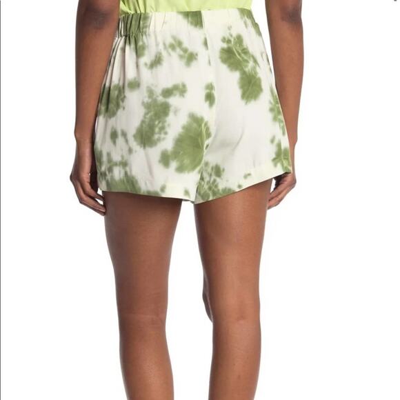 Elodie Tie Dye Rayon Green White High Rise Shorts Size XL - Picture 1 of 8